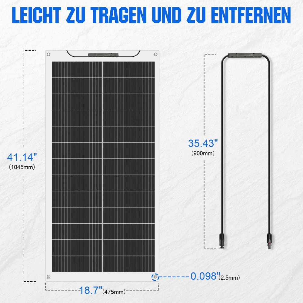 100Wp 12V Flexibles Solarmodul Monokristallin - Image 5