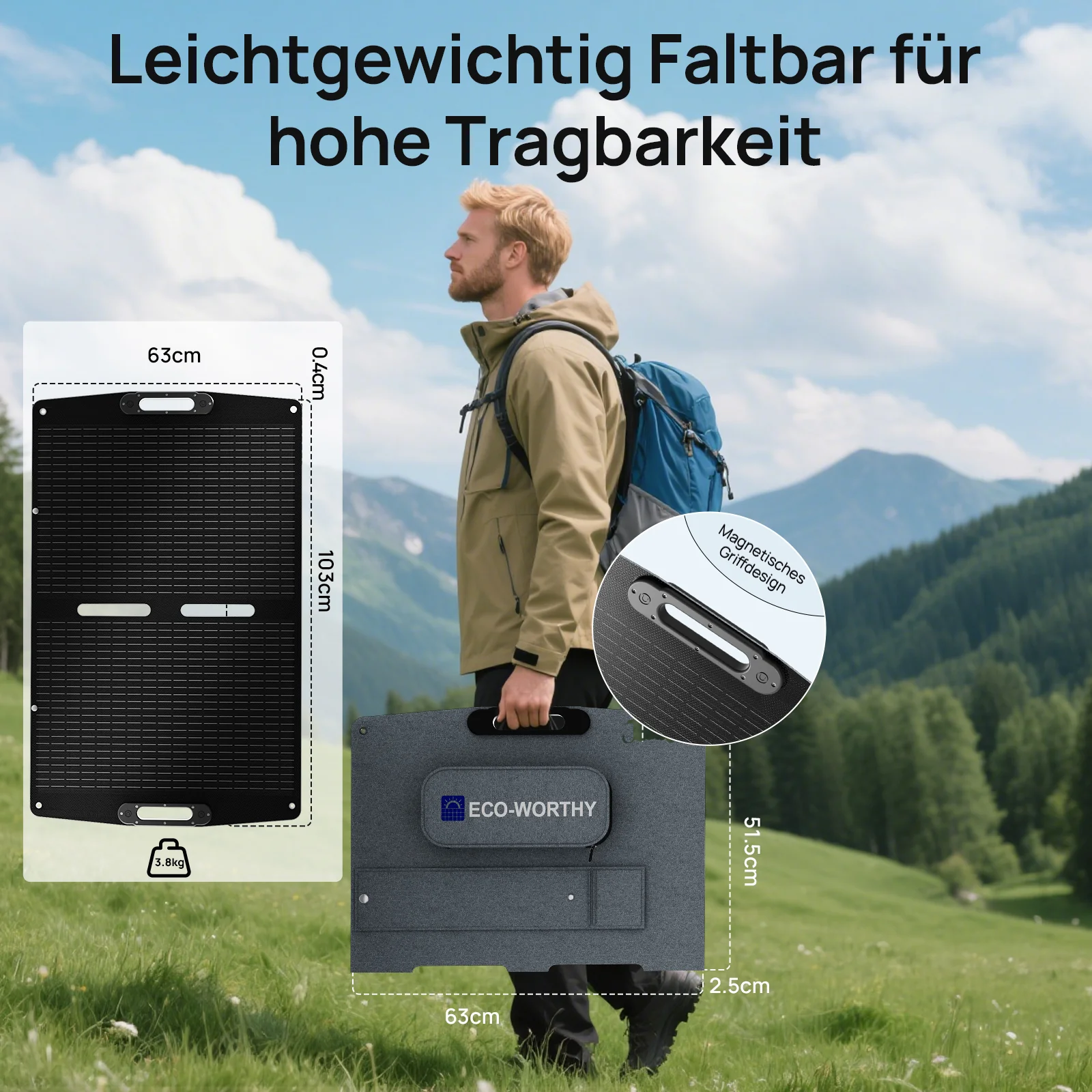 ECO-WORTHY 100Wp 12V Faltbares Solarpanel Pro für Camping - Image 6