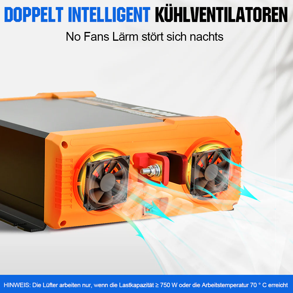 1100W 12V Solar Wechselrichter Reiner Sinus DC 12V AC 230V - Image 6