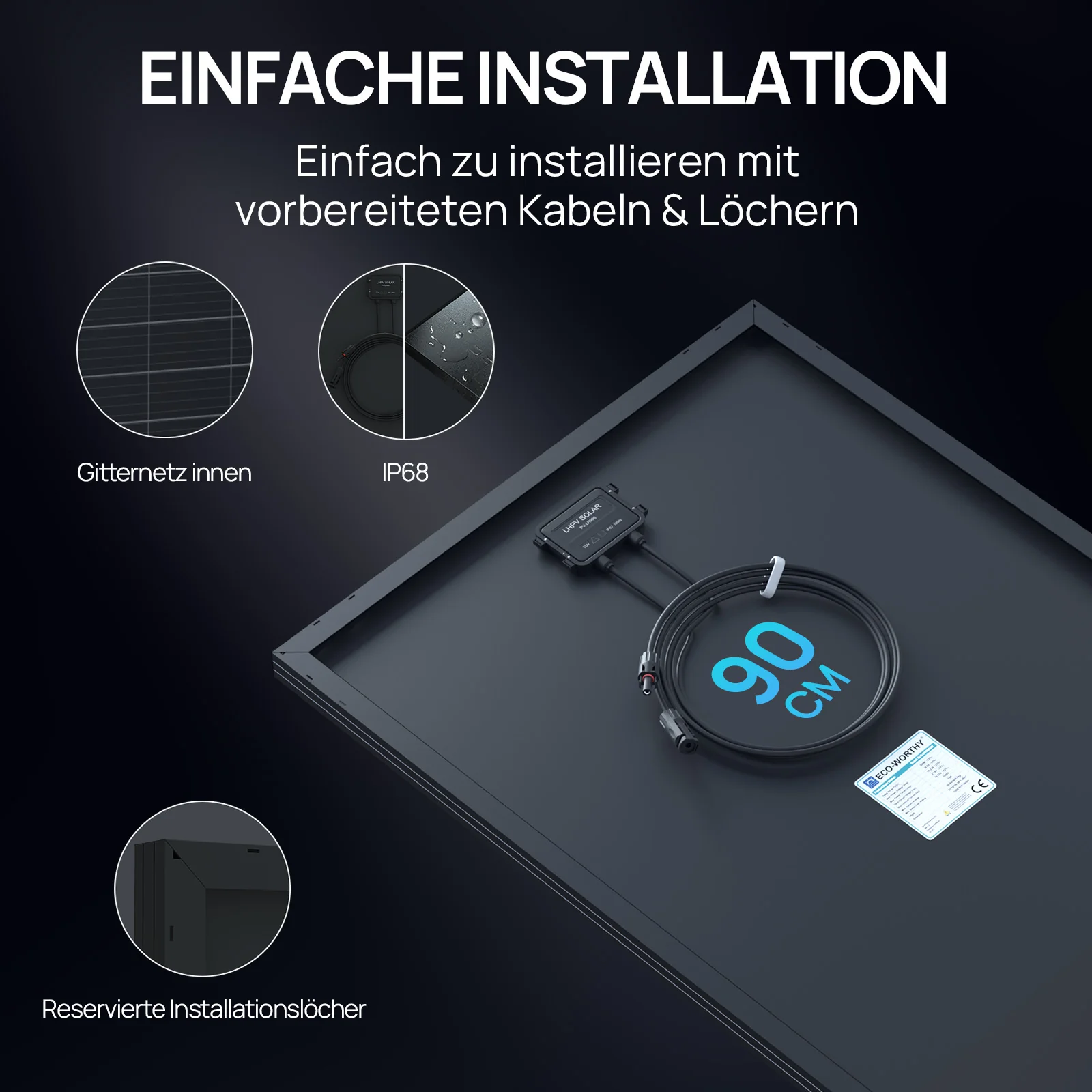 ECO-WORTHY 120W 12V Vollschwarzes BC Solarmodul | Hohem Wirkungsgrad von 25 % - Image 6