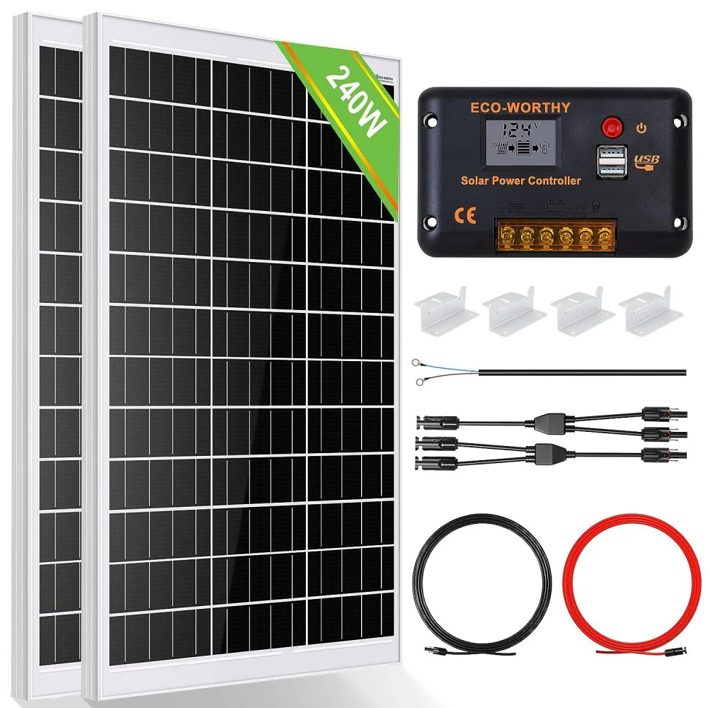 120Wp 240Wp 12V Komplettset Solaranlage mit 0,6kWh Lithium Speicher+600W Wechselrichter - Image 3
