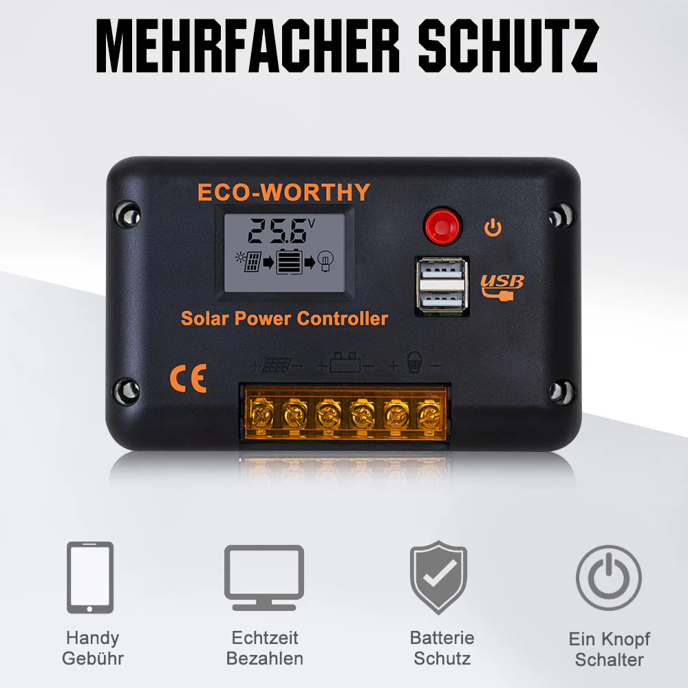 120Wp 240Wp 12V Komplettset Solaranlage mit 0,6kWh Lithium Speicher+600W Wechselrichter - Image 7