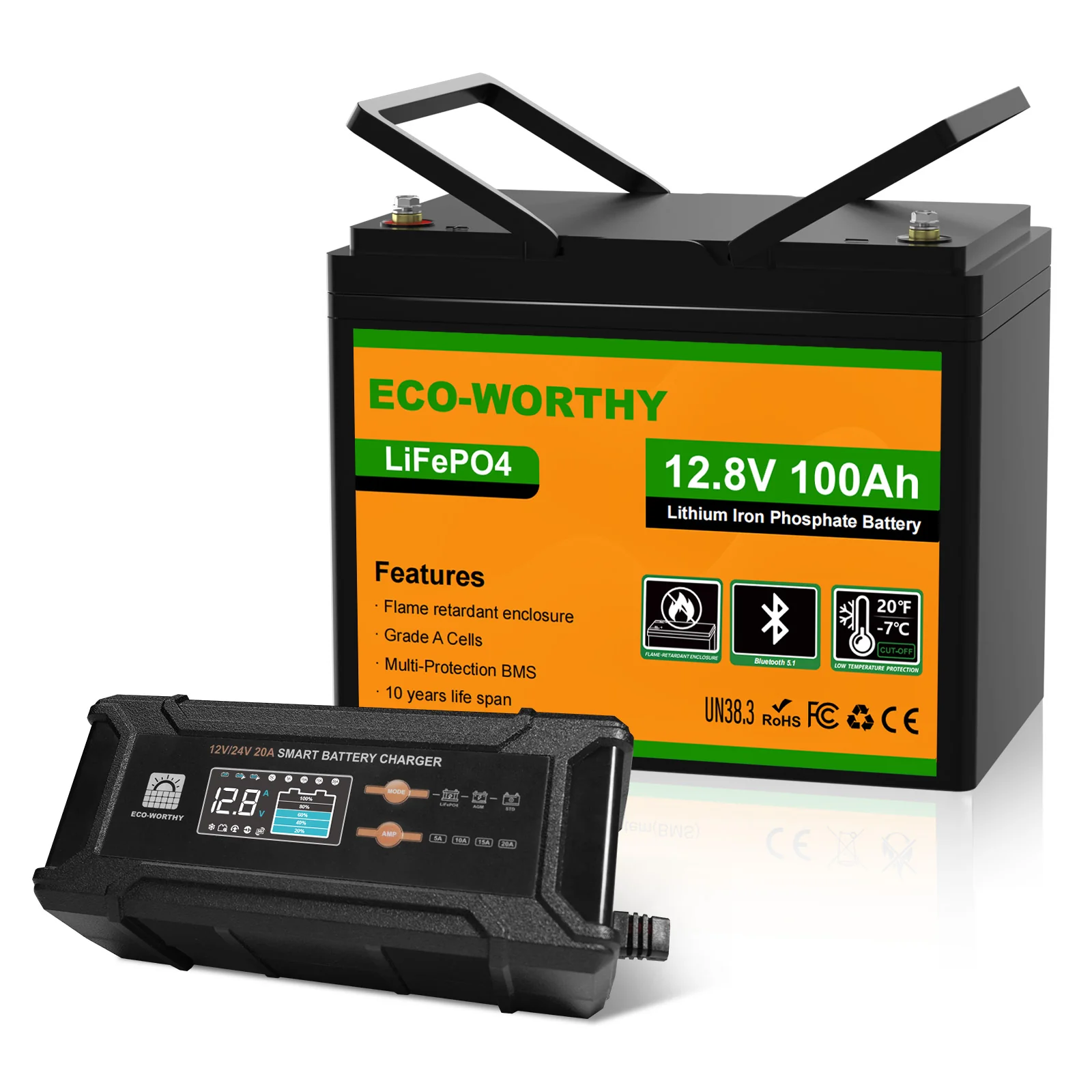 Eco-Worthy 12V 100Ah LiFePO4 Lithium batterie mit Bluetooth und Untertemperaturschutz - Image 11