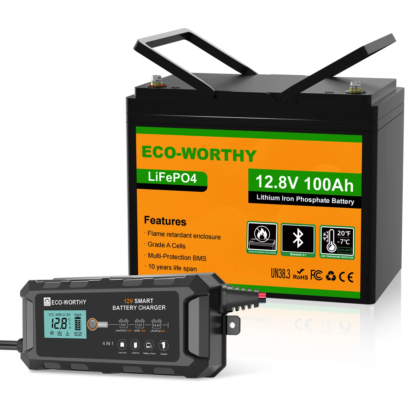 Eco-Worthy 12V 100Ah LiFePO4 Lithium batterie mit Bluetooth und Untertemperaturschutz - Image 12