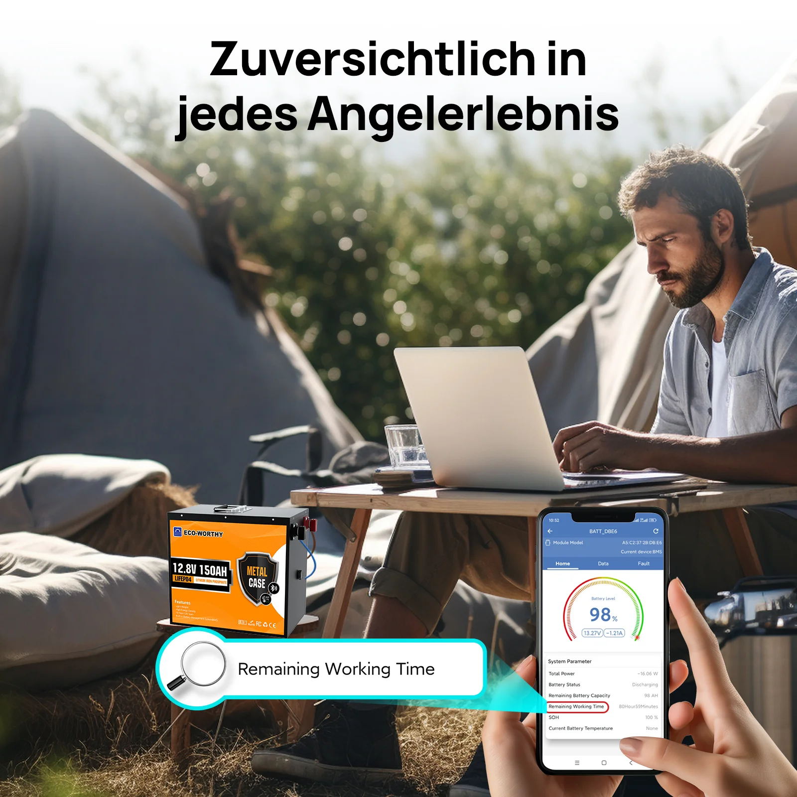 Eco-Worthy 12V 150Ah LiFePO4 Lithium Batterie—Bluetooth und Untertemperaturschutz - Image 3