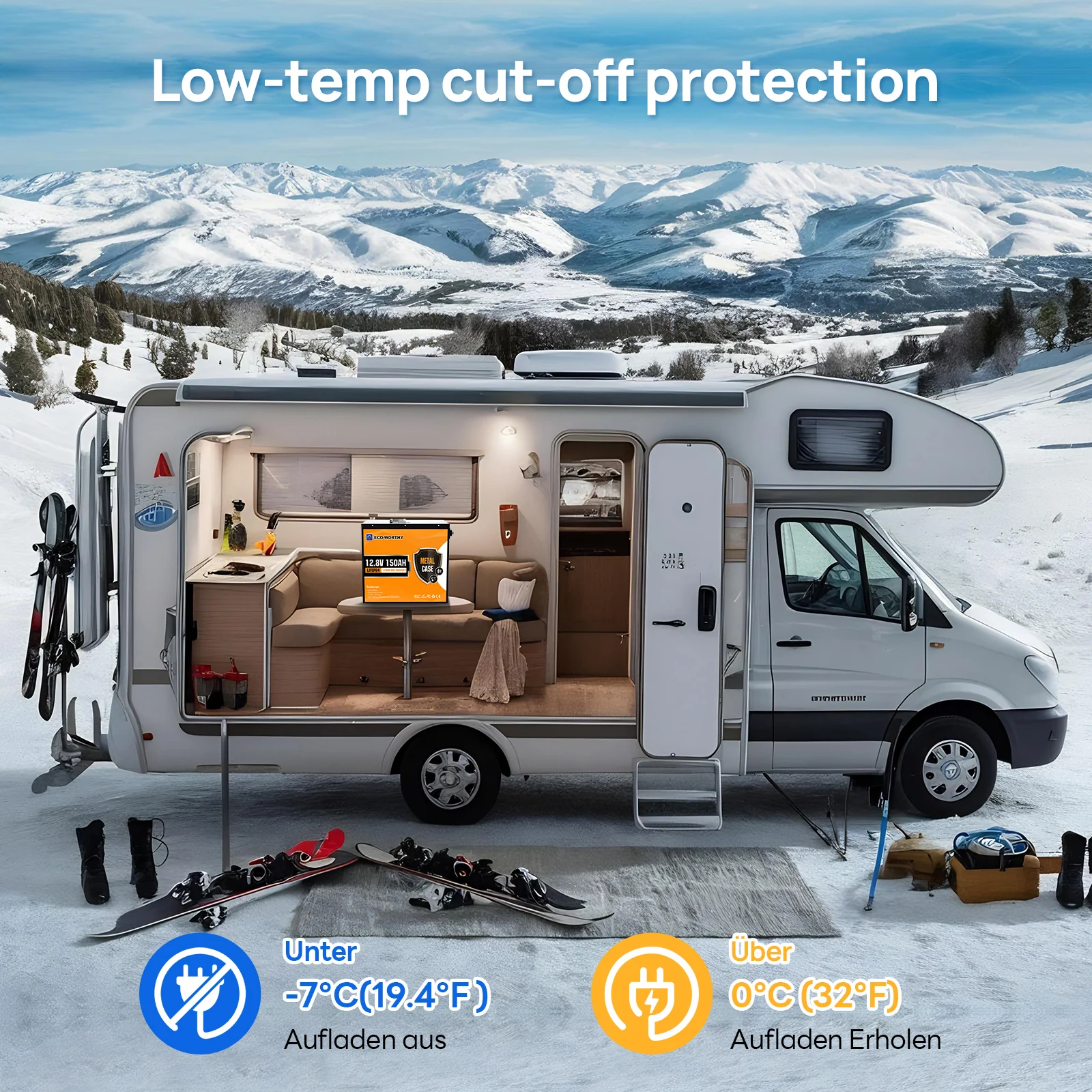 Eco-Worthy 12V 150Ah LiFePO4 Lithium Batterie—Bluetooth und Untertemperaturschutz - Image 5