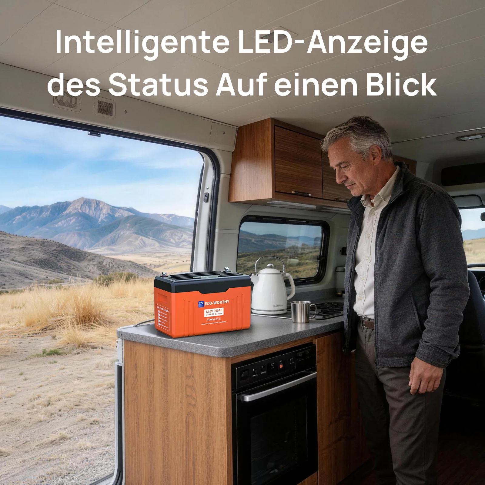 Eco-Worthy Schutz-Serie 12V 314Ah LiFePO4 Lithium Batterie—Bluetooth und Untertemperaturschutz—LED-Statusleuchte - Image 5