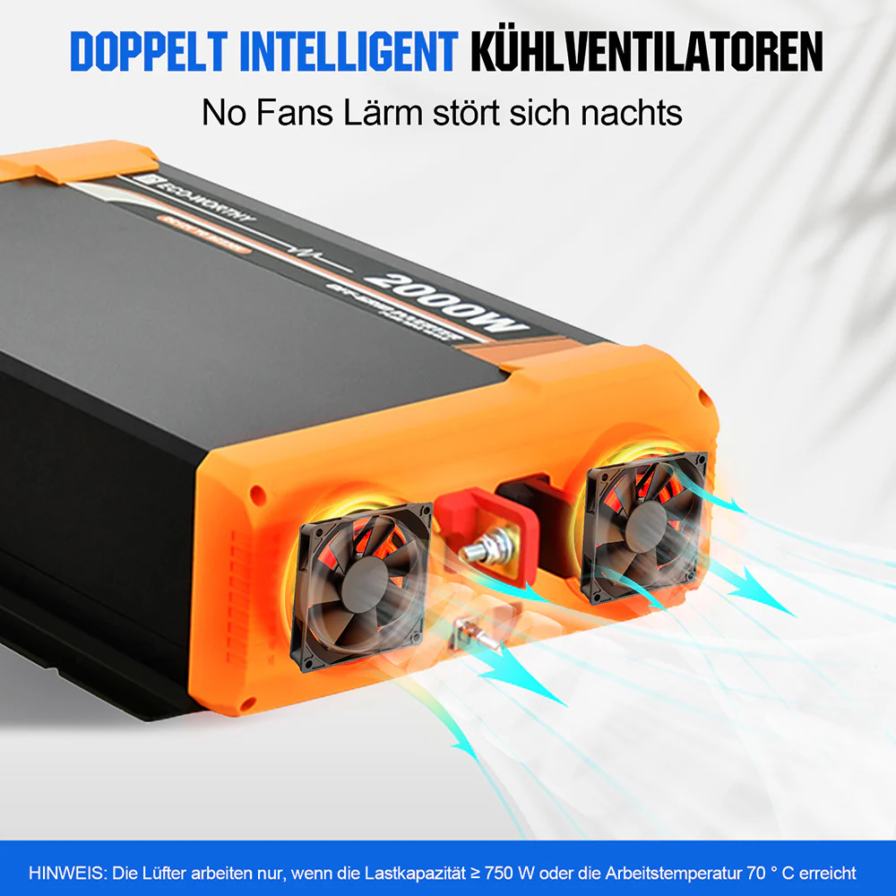 2000W 12V Solar Wechselrichter Reiner Sinus DC 12V AC 230V - Image 6