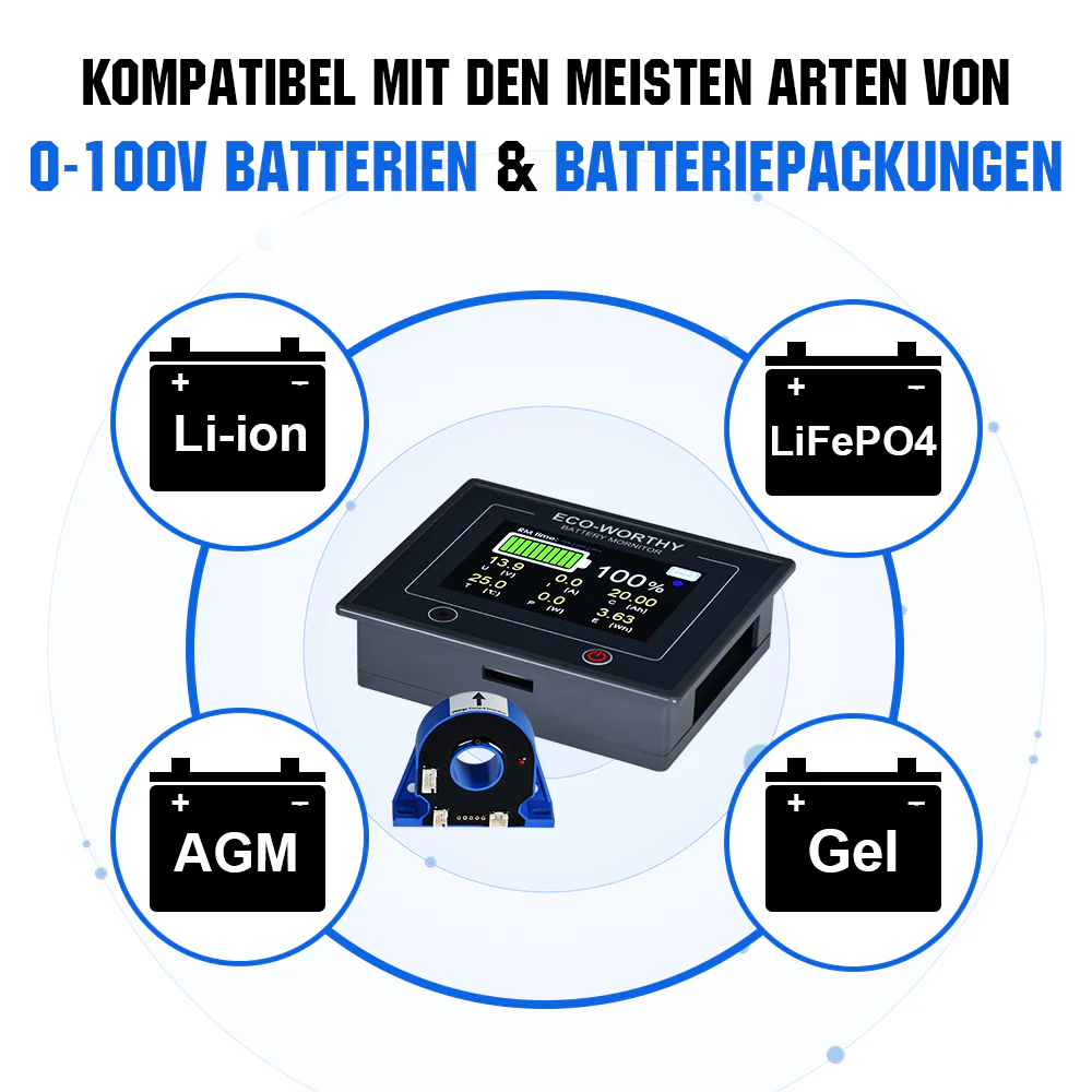 200A 3,5" berührbares Display Battery Monitor mit Hall-Sensor für AGM und Lithium Batterien (LiFePO4) - Image 3
