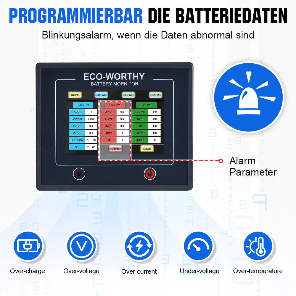 200A 3,5" berührbares Display Battery Monitor mit Hall-Sensor für AGM und Lithium Batterien (LiFePO4) - Image 6