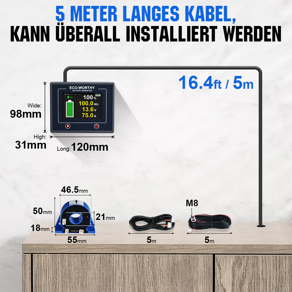 200A 3,5" berührbares Display Battery Monitor mit Hall-Sensor für AGM und Lithium Batterien (LiFePO4) - Image 8
