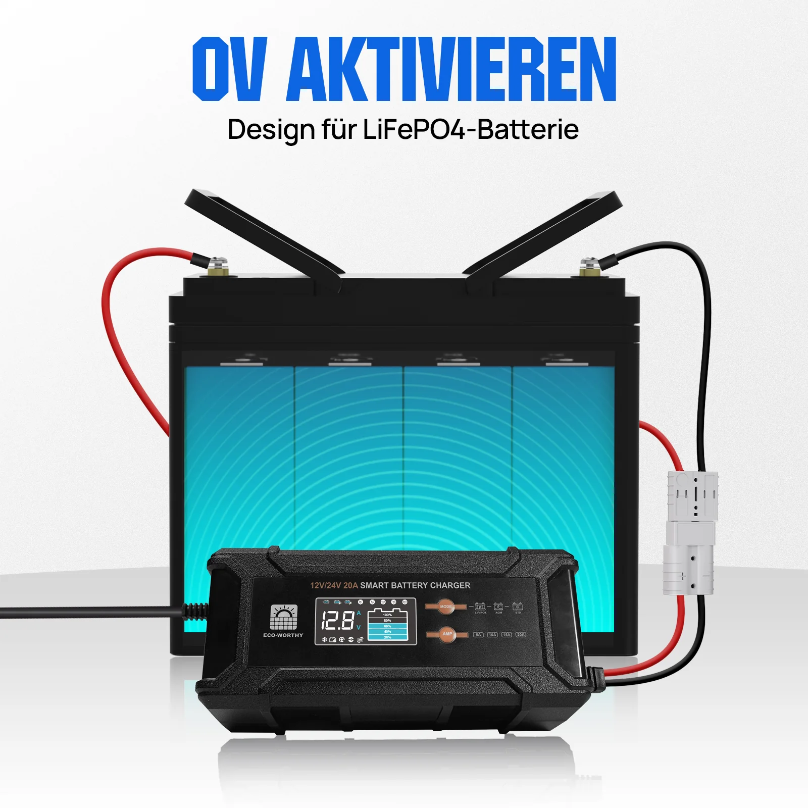 20A 12V/24V intelligentes Batterieladegerät mit LCD-Display für die meisten Batterien - Image 4