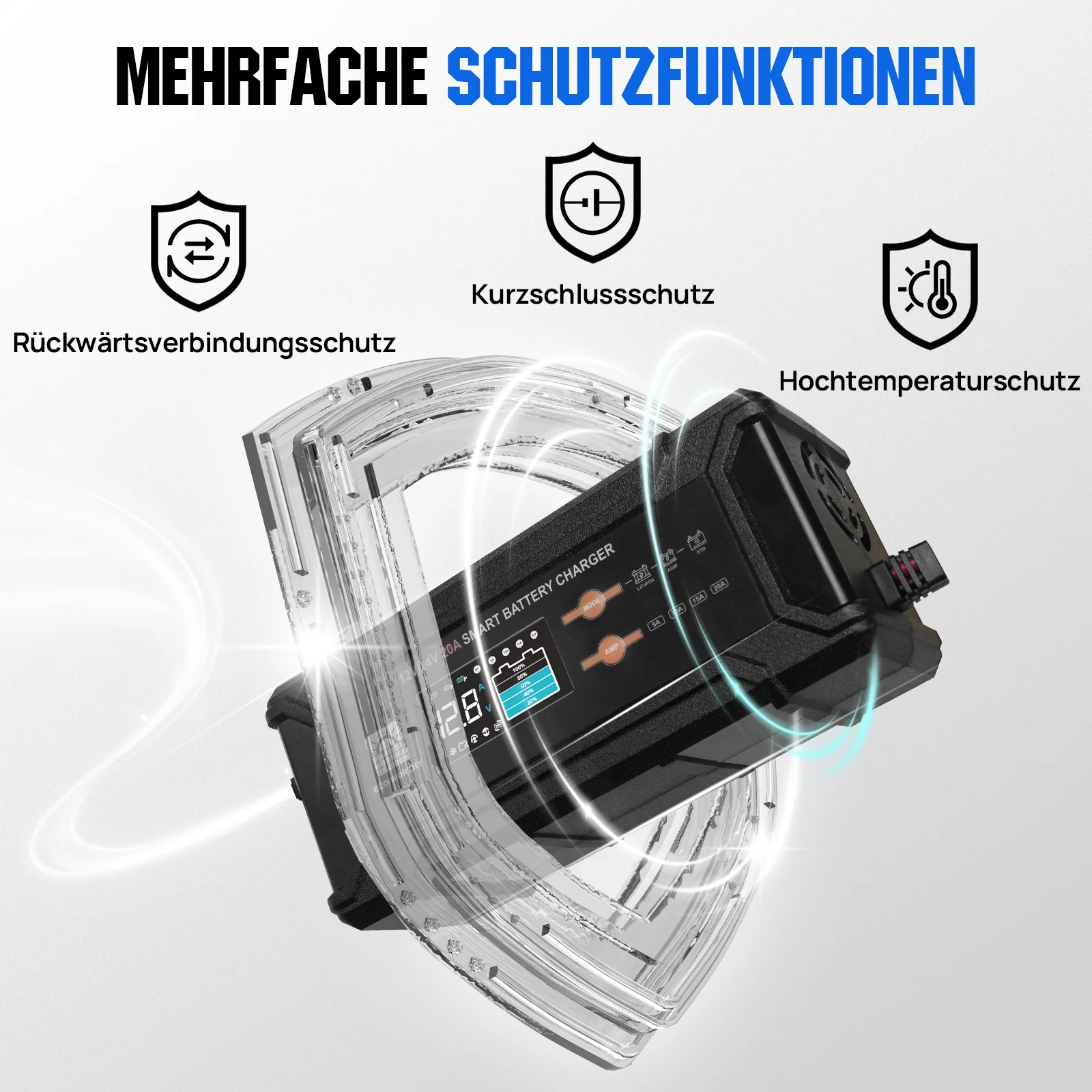 20A 12V/24V intelligentes Batterieladegerät mit LCD-Display für die meisten Batterien - Image 7