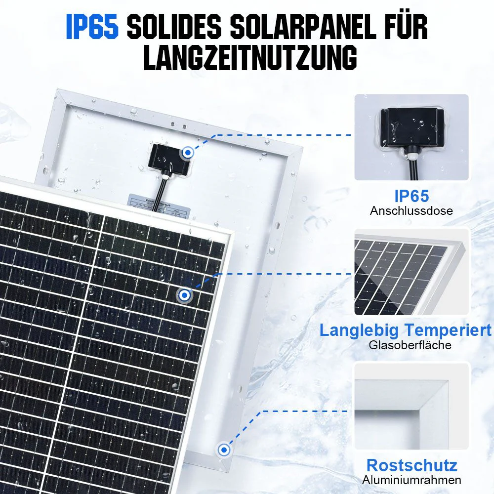 25Wp 12V Solarmodul Monokristallin Erhaltungsladegerät Kit - Image 7