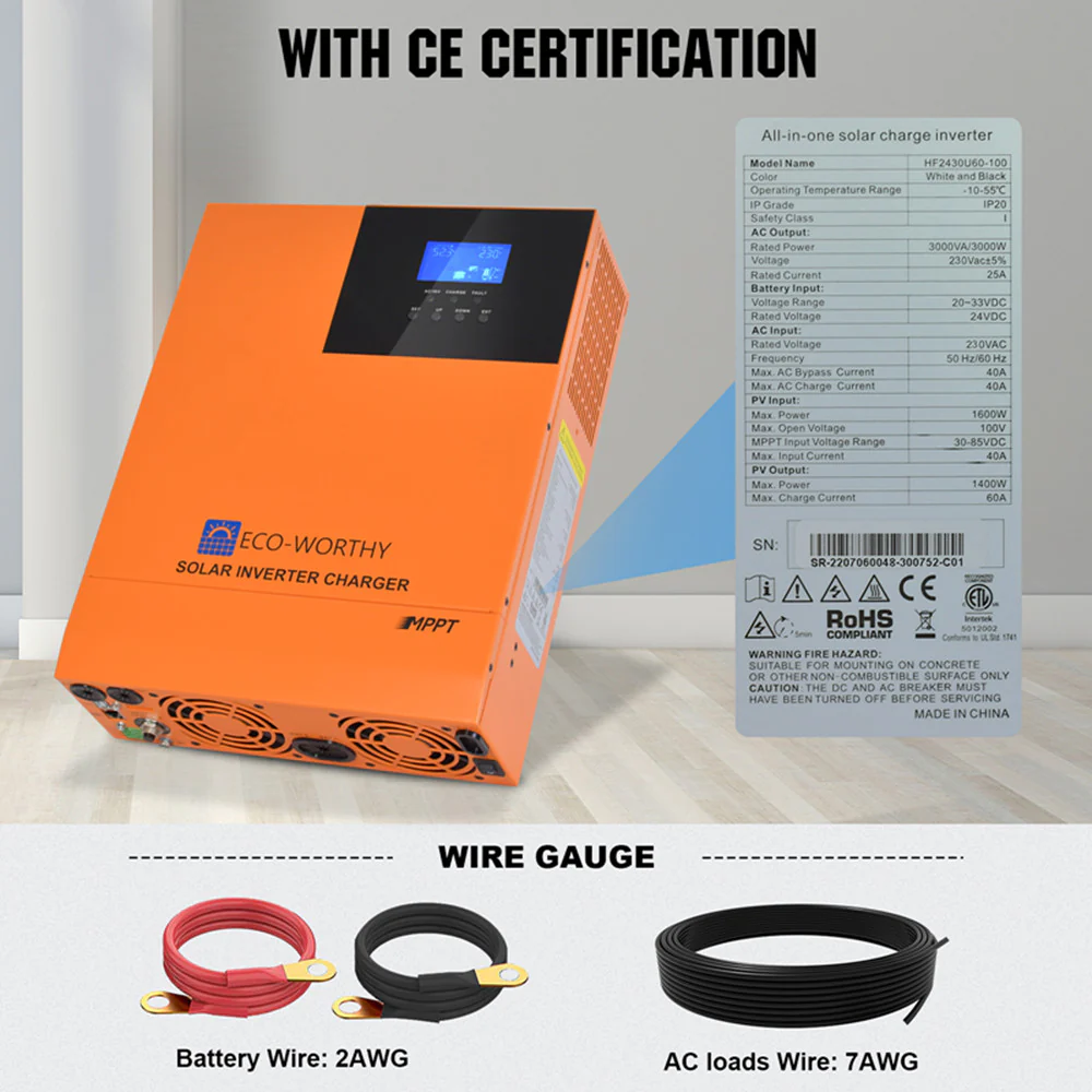 3000W 24V All-In-One Kombigeräte Solar Wechselrichter und Laderegler 60A - Image 9