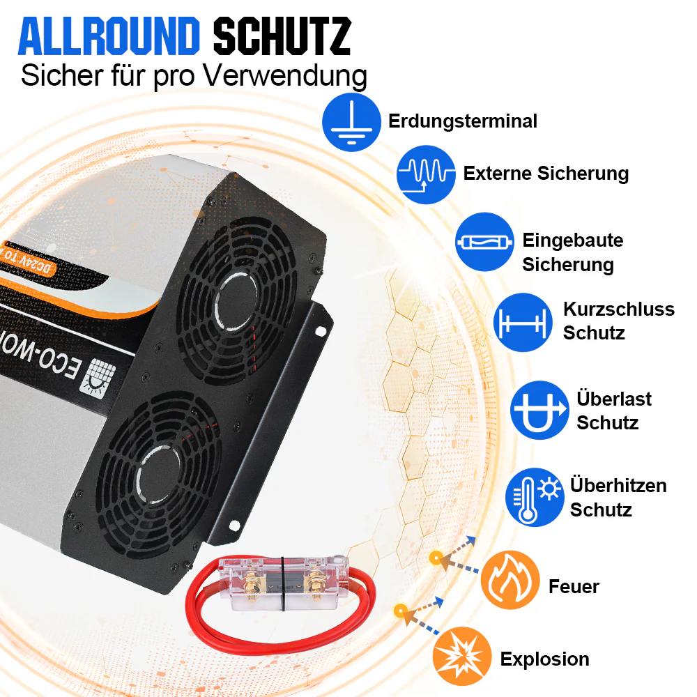 3000W 24V Solar Wechselrichter Reiner Sinus DC 24V AC 230V - Image 3