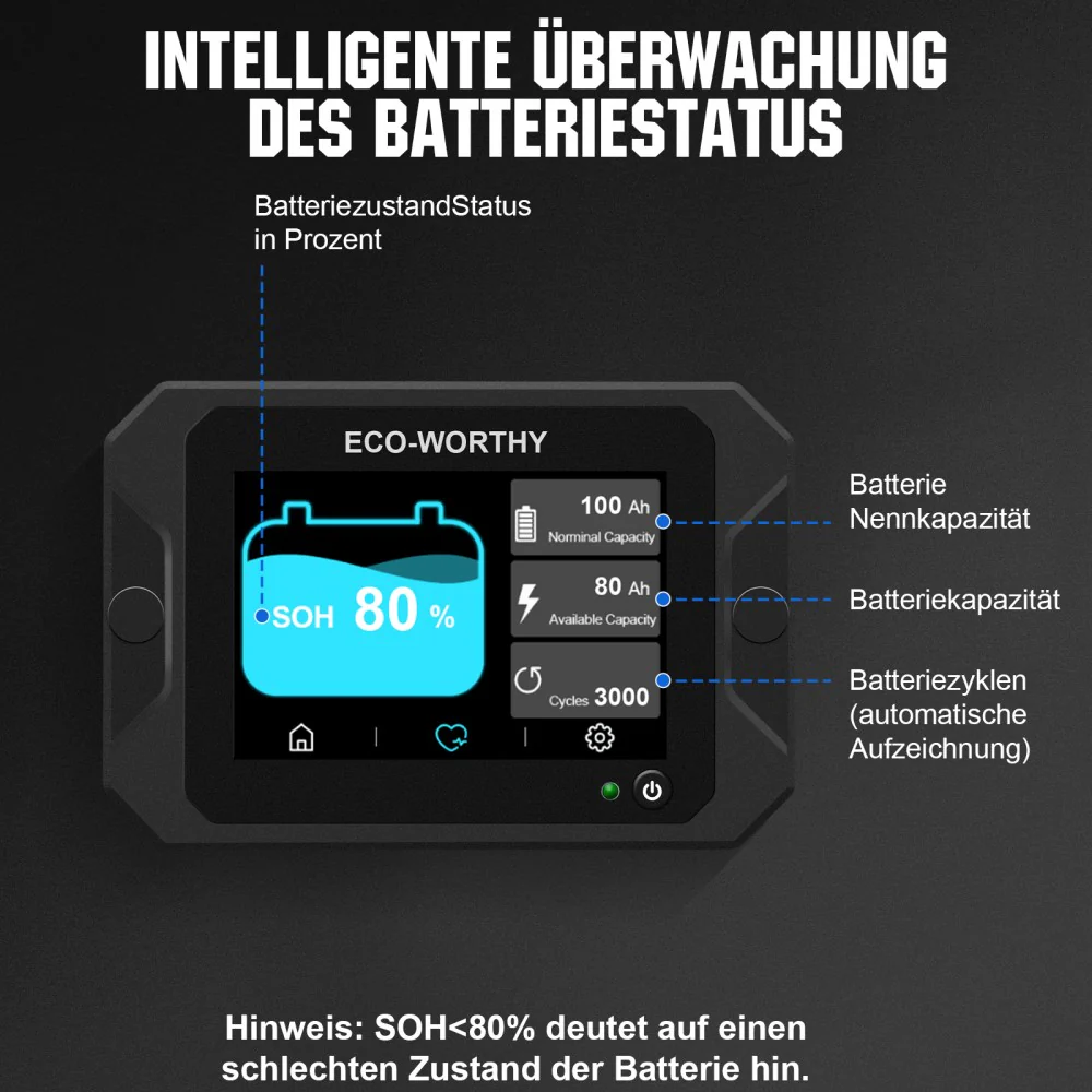 300A 3,5" berührbares Display Battery Monitor mit Hall-Sensor für AGM und Lithium Batterien (LiFePO4) - Image 3
