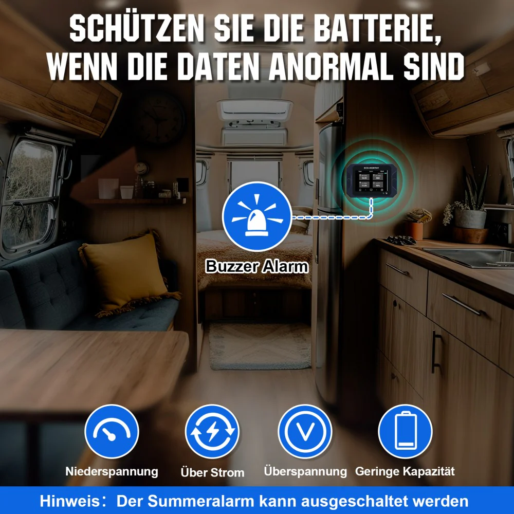 300A 3,5" berührbares Display Battery Monitor mit Hall-Sensor für AGM und Lithium Batterien (LiFePO4) - Image 8