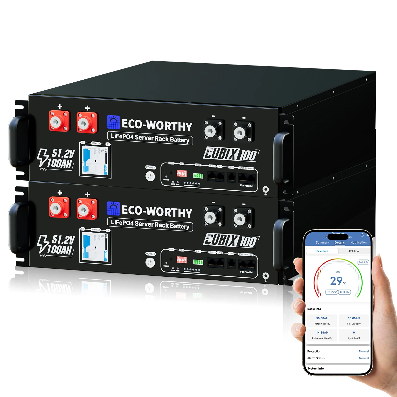 Eco-Worthy 48V 100Ah Server Rack Batterie—Bluetooth und WLAN—IEC 61000—10 Jahre Garantie - Image 11