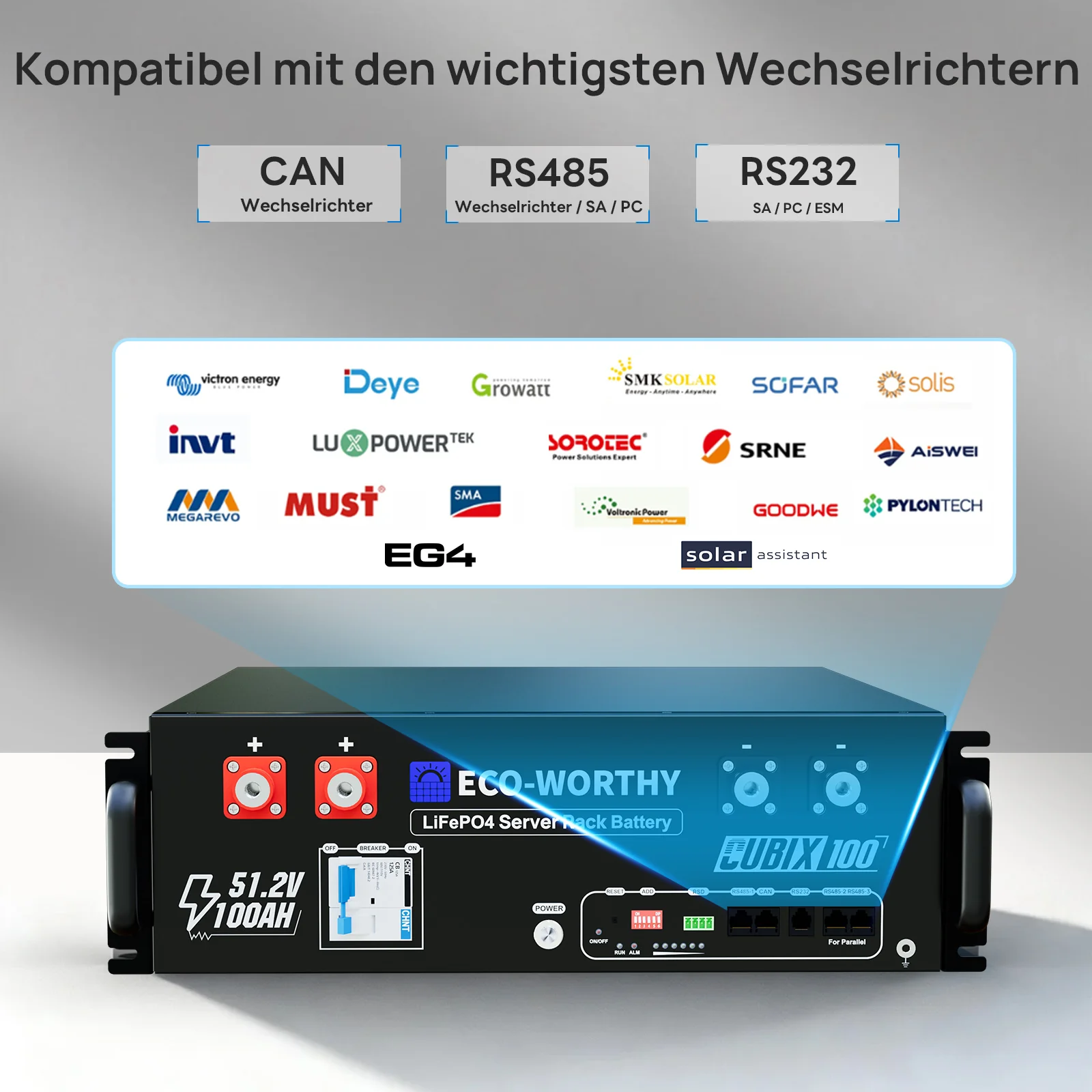 Eco-Worthy 48V 100Ah Server Rack Batterie—Bluetooth und WLAN—IEC 61000—10 Jahre Garantie - Image 5