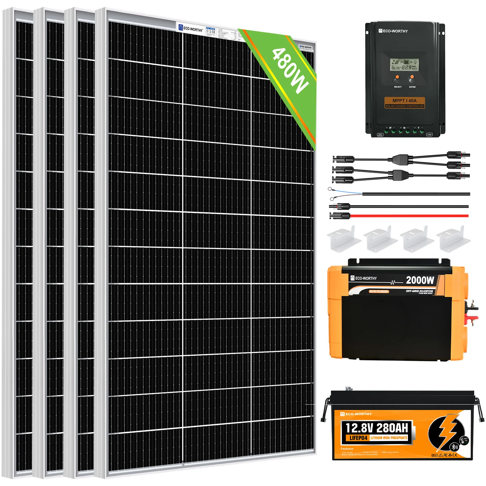 480Wp 12V (4x120Wp) Komplettset MPPT Solaranlage mit 1,2kWh Lithium Speicher+1,1kW Wechselrichter - Image 11