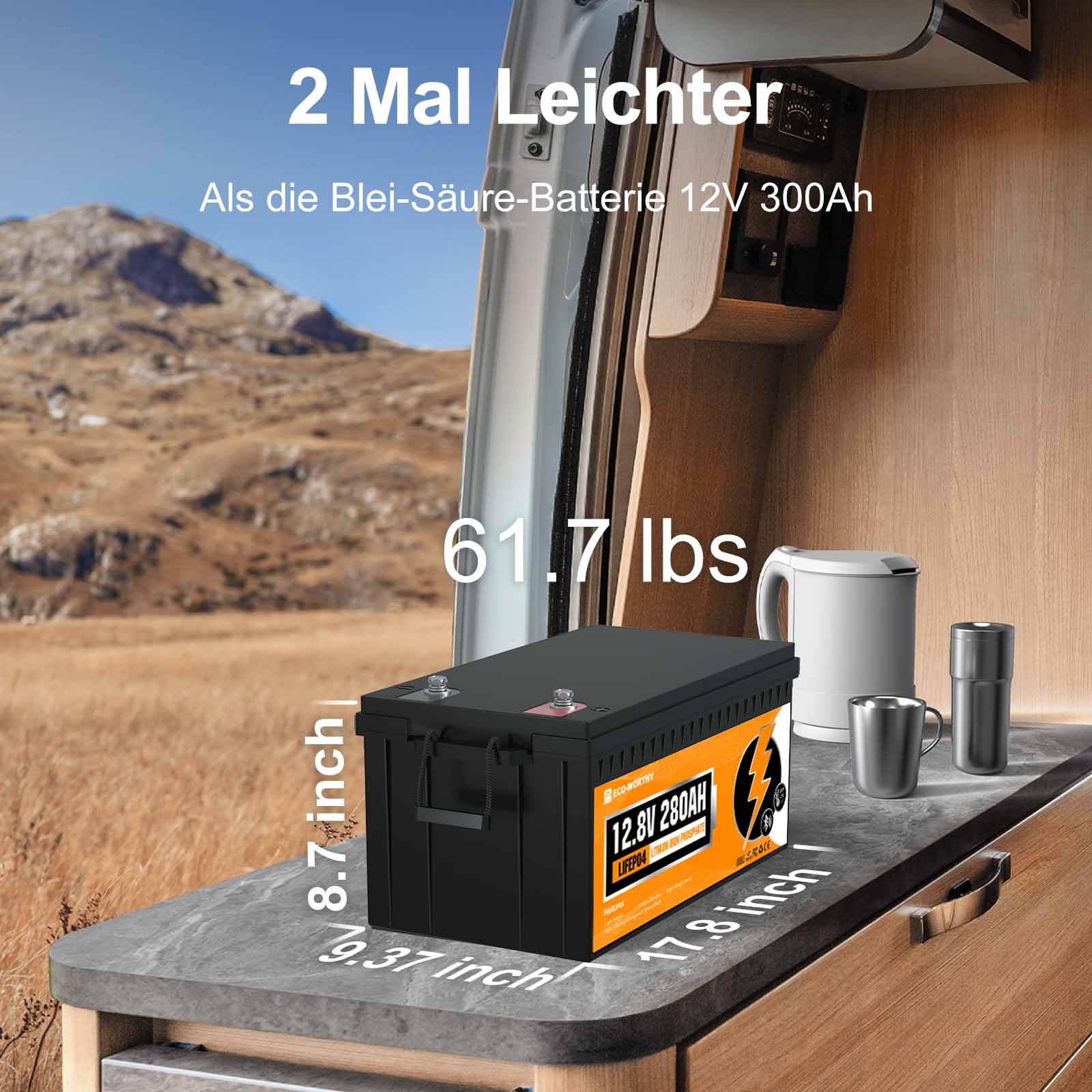 680Wp 12V (4x170Wp) Komplettset MPPT Solaranlage mit 2,4kWh Lithium Speicher+2kW Wechselrichter - Image 6