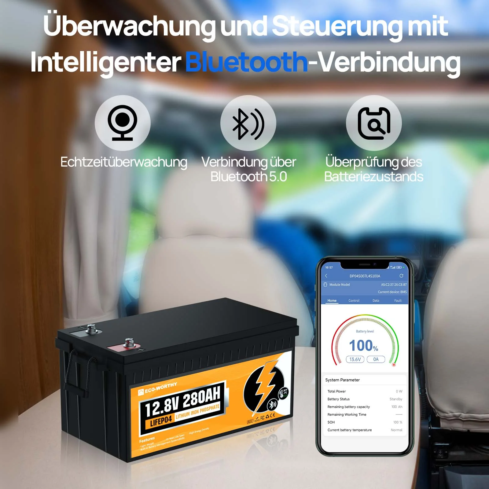 680Wp 12V (4x170Wp) Komplettset MPPT Solaranlage mit 2,4kWh Lithium Speicher+2kW Wechselrichter - Image 8
