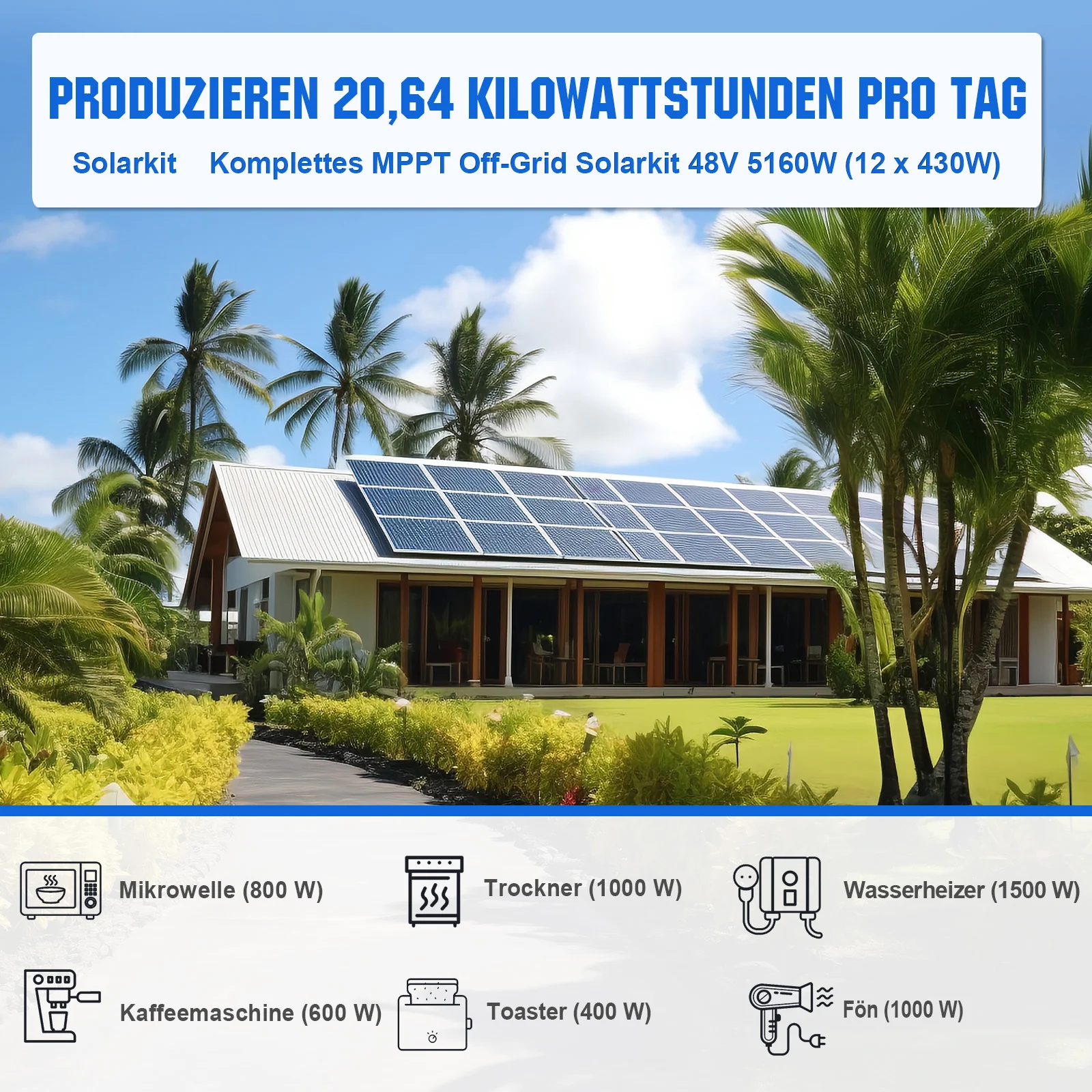 48V 5160W (12 x 430W) Komplettes MPPT-Off-Grid-Solarkit - Image 3