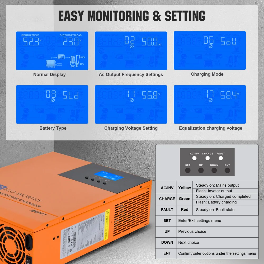 Eco-Worthy 48V 5000W All-In-One Kombigeräte Solar Wechselrichter und Laderegler 80A - Image 7