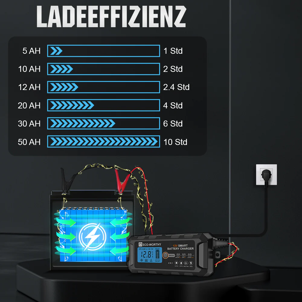5A & 10A 12V Automatisches Intelligentes Batterie-Ladegerät mit LCD-Display für Lithium(LiFePO4) Batterien - Image 6