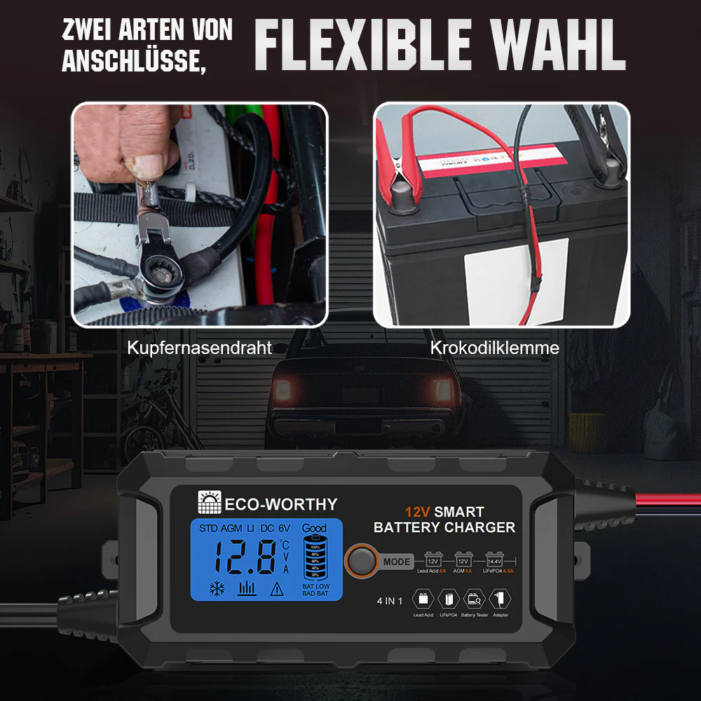 5A & 10A 12V Automatisches Intelligentes Batterie-Ladegerät mit LCD-Display für Lithium(LiFePO4) Batterien - Image 7
