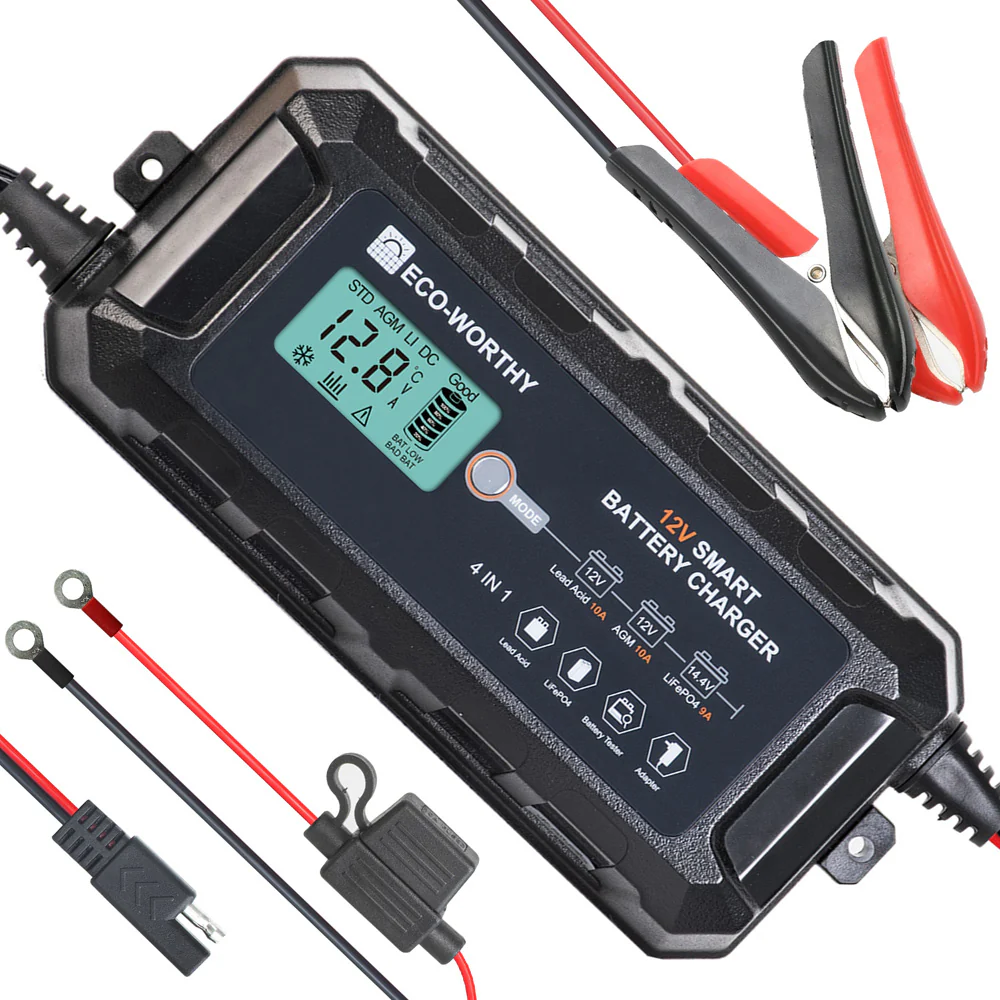 5A & 10A 12V Automatisches Intelligentes Batterie-Ladegerät mit LCD-Display für Lithium(LiFePO4) Batterien - Image 9