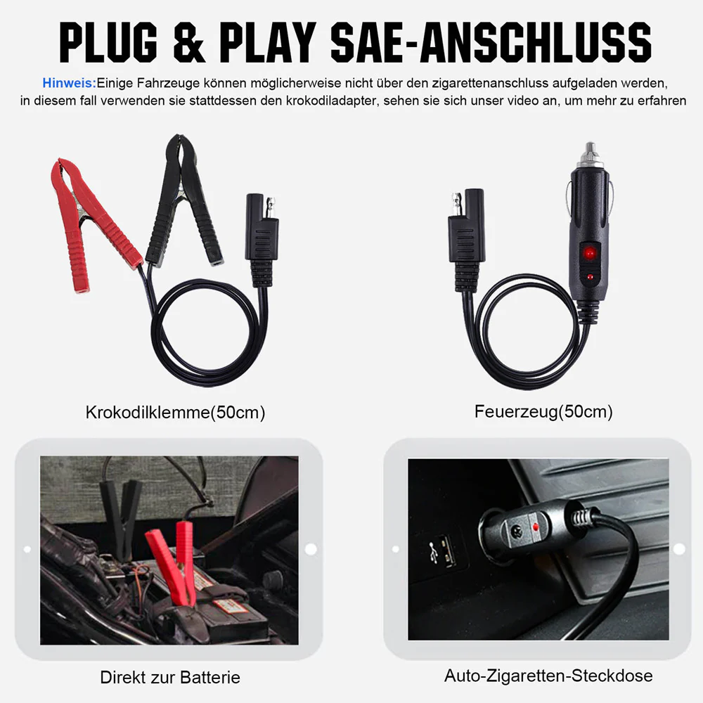 5Wp 10Wp Tragbares Solar-Erhaltungsladegerät für 12V-Batterien in Auto & Boot - Image 10