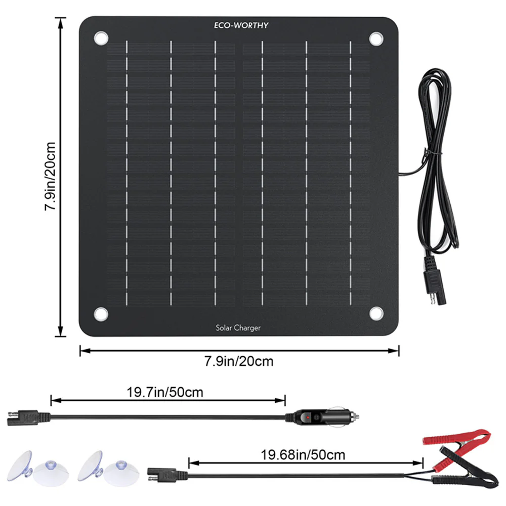5Wp 10Wp Tragbares Solar-Erhaltungsladegerät für 12V-Batterien in Auto & Boot - Image 3