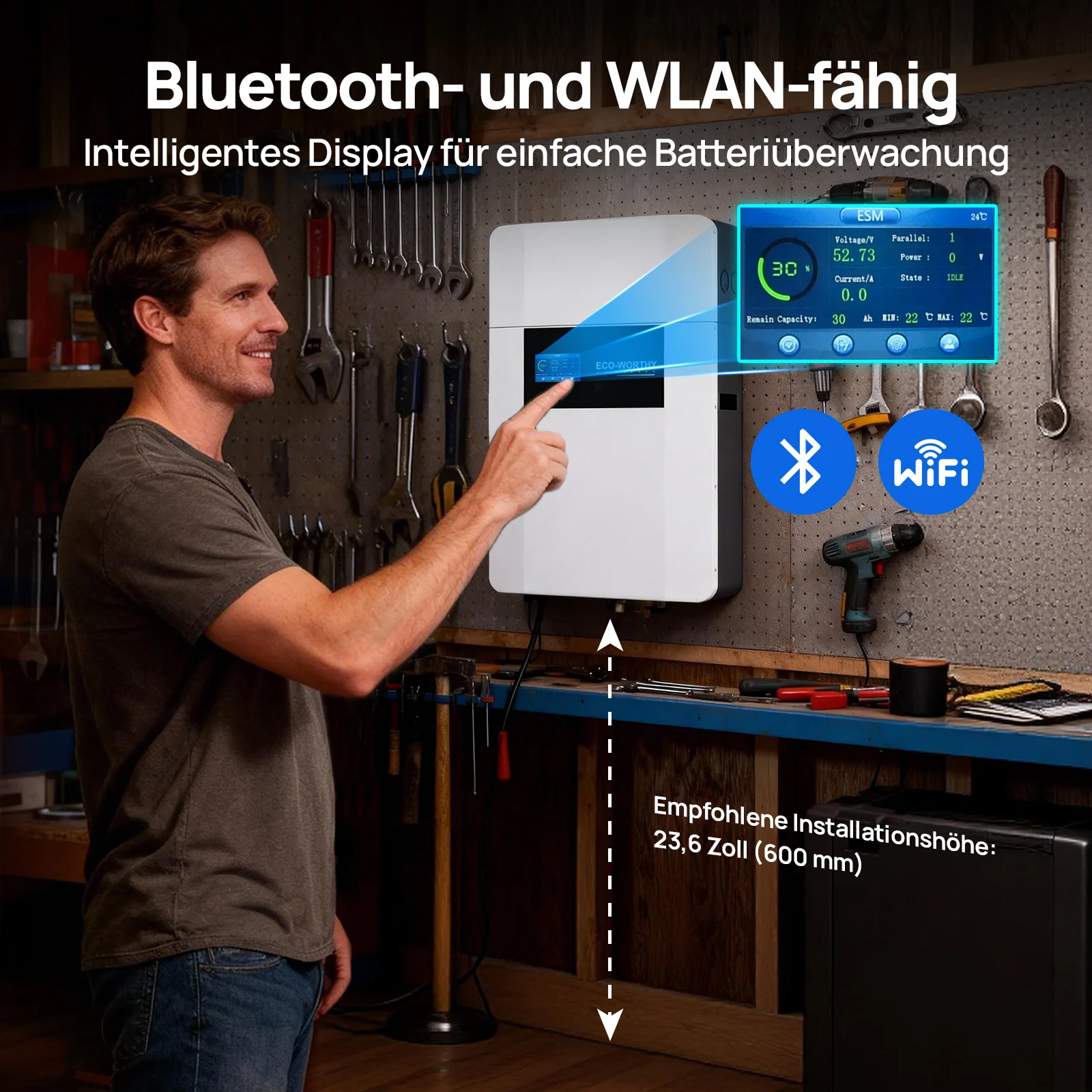 Eco-Worthy  48V 100Ah Wand-Innenbatterie mit Anschlussdose—IEC 62619—Für niedrige Temperaturen geeignet—10 Jahre Garantie - Image 4