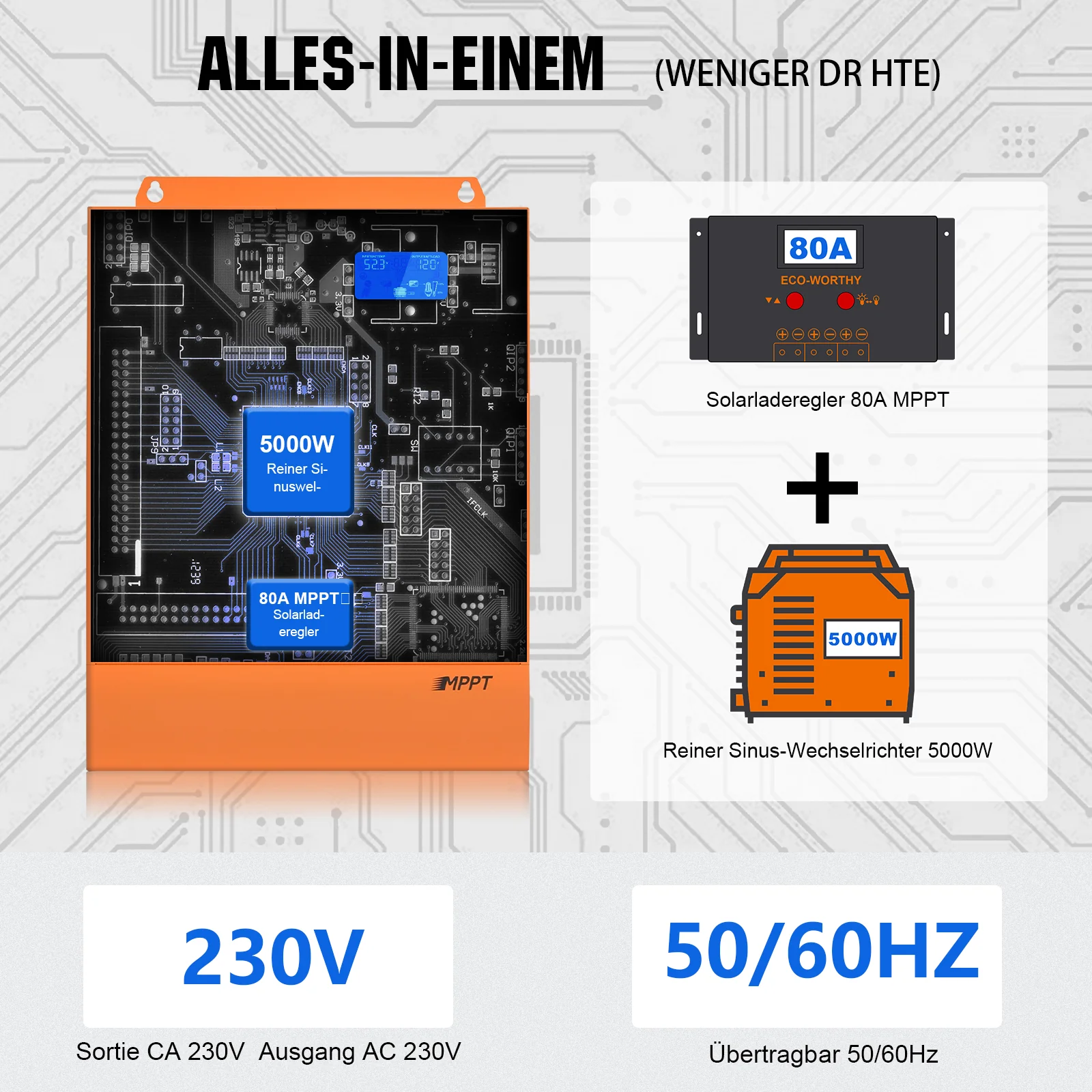 Eco-Worthy 48V 100Ah Wand-Innenbatterie und 48V 5000W All-in-One-Wechselrichter – Backup-Kit für Zuhause–Notstrom-Set - Image 6