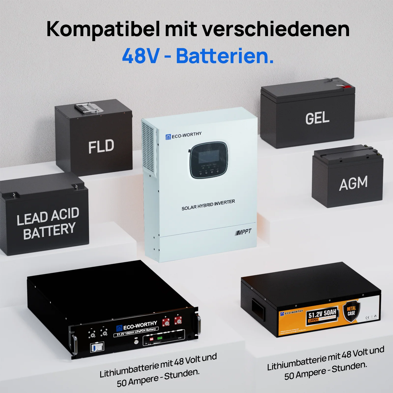 ECO-WORTHY 48V 3000W All-in-One Solar-Wechselrichter-Ladegerät | MPPT 60A, 3400W PV-Eingang - Image 4