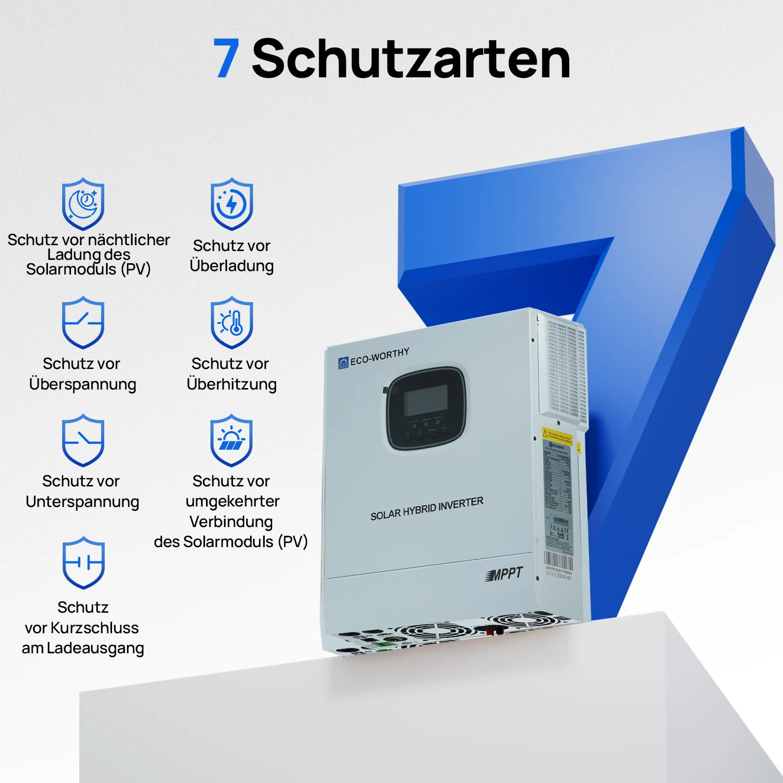 ECO-WORTHY 48V 3000W All-in-One Solar-Wechselrichter-Ladegerät | MPPT 60A, 3400W PV-Eingang - Image 7