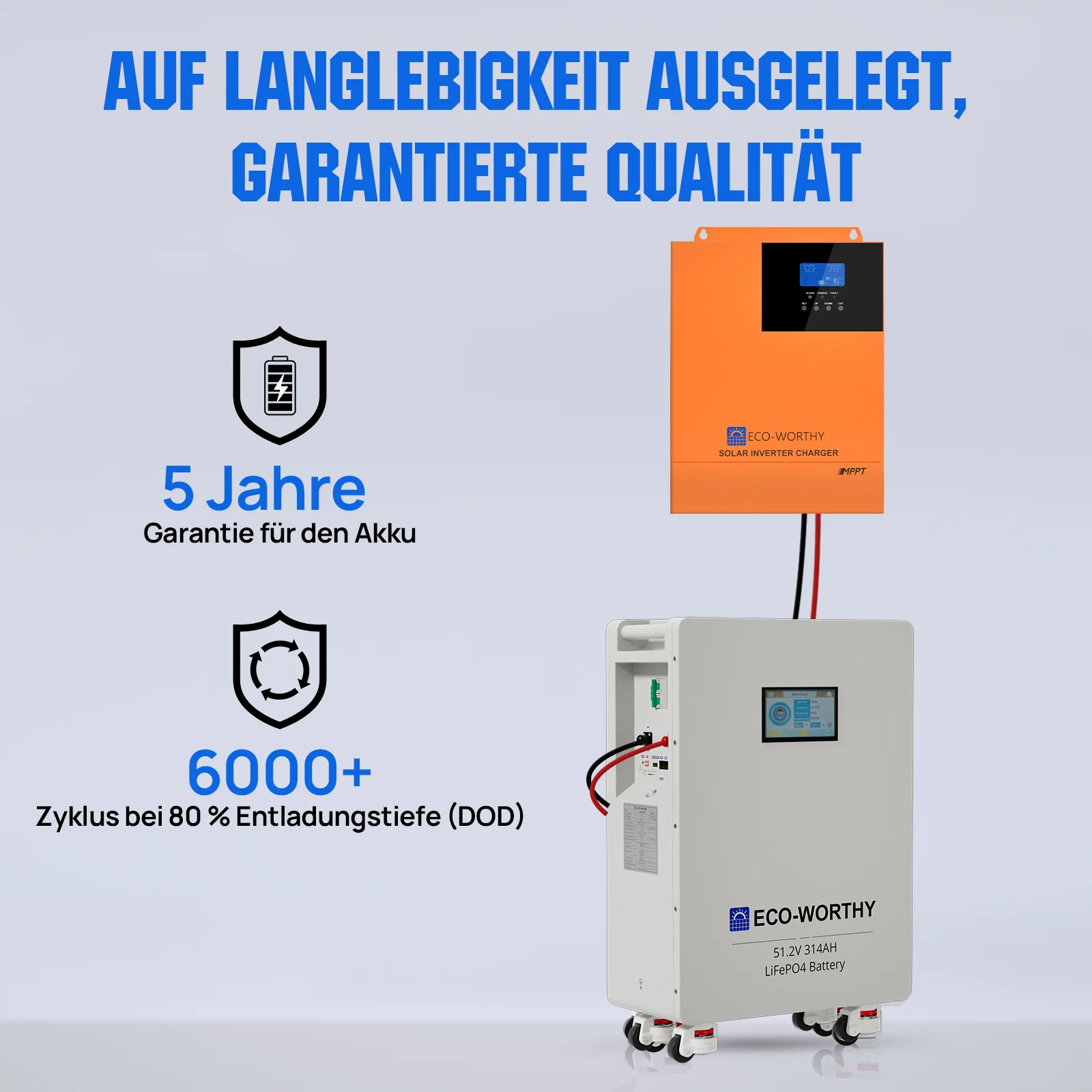 ECO-WORTHY 48V (51,2V) 314Ah LiFePO4-Batterie und 5000W 48V All-In-One Kombigeräte Solar Wechselrichter - Image 16