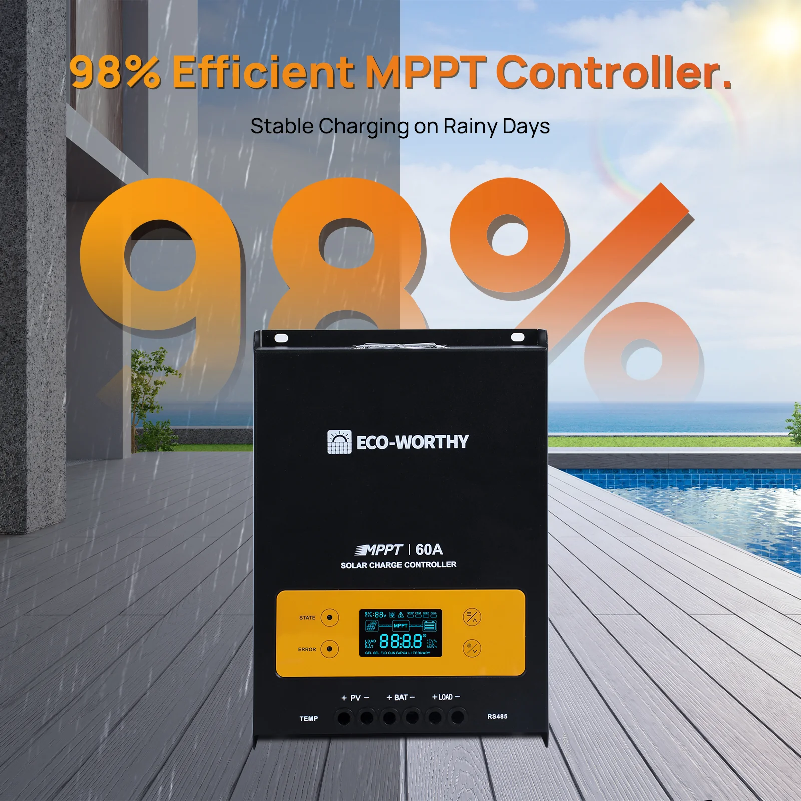 ECO-WORTHY Balkonkraftwerk Speicher 48V 50AH Batterie mit 60A MPPT 2,56KWh - Image 6