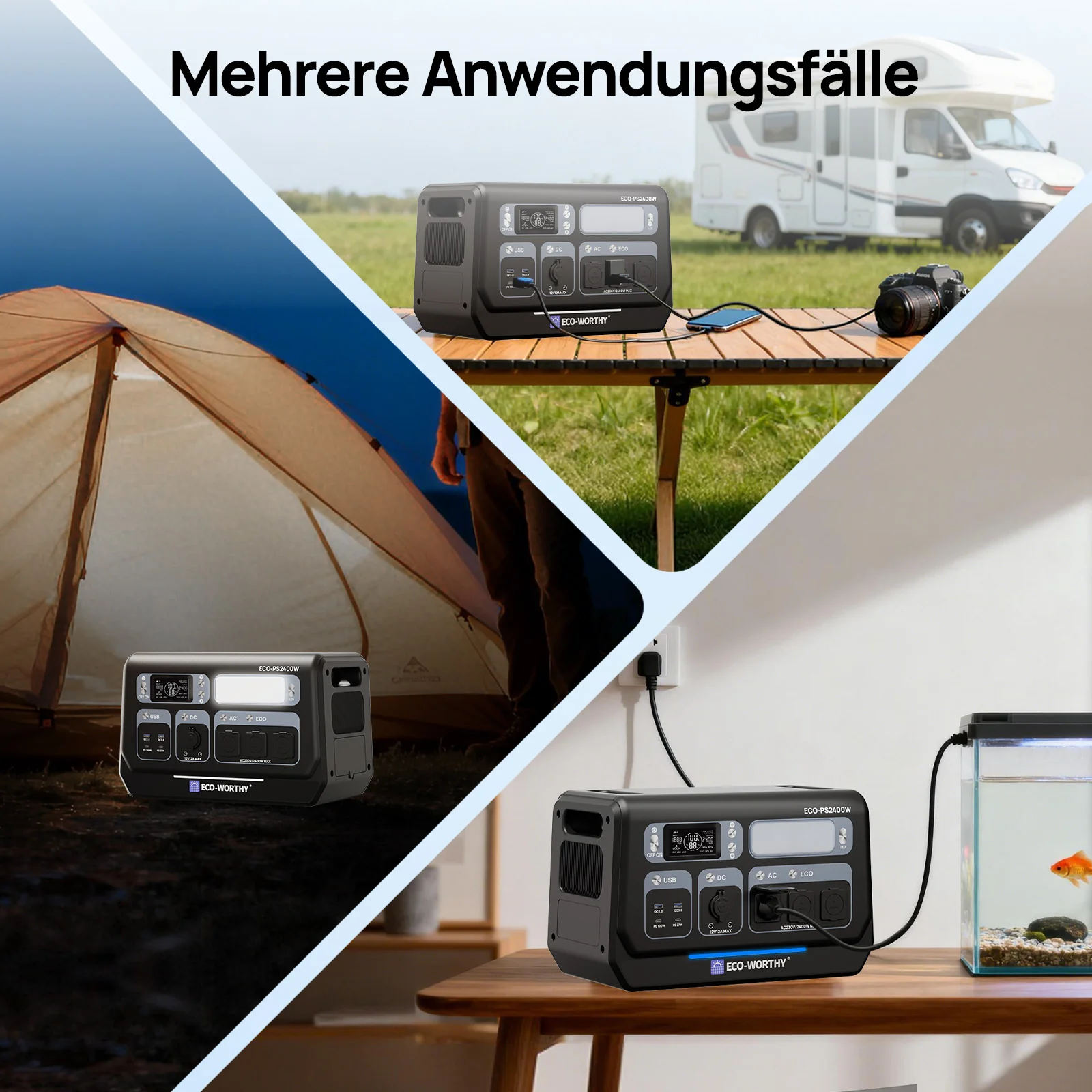 Eco-Worthy 2400W Tragbare Powerstation—2048Wh—WLAN und Bluetooth—Notstromversorgung - Image 8