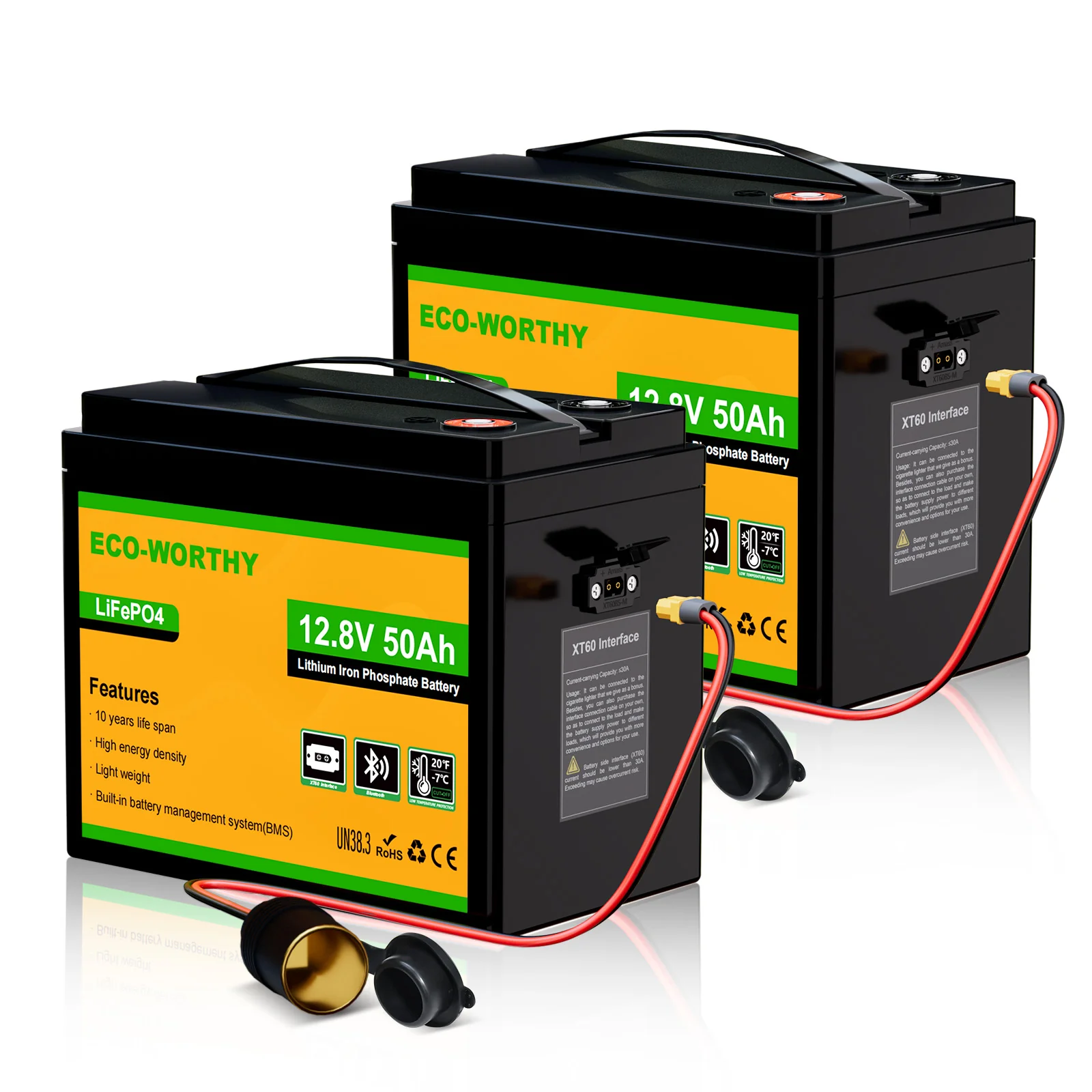 Eco-Worthy  12V 50Ah LiFePO4 XT60 Lithium Batterie mit Bluetooth und Untertemperaturschutz - Image 10