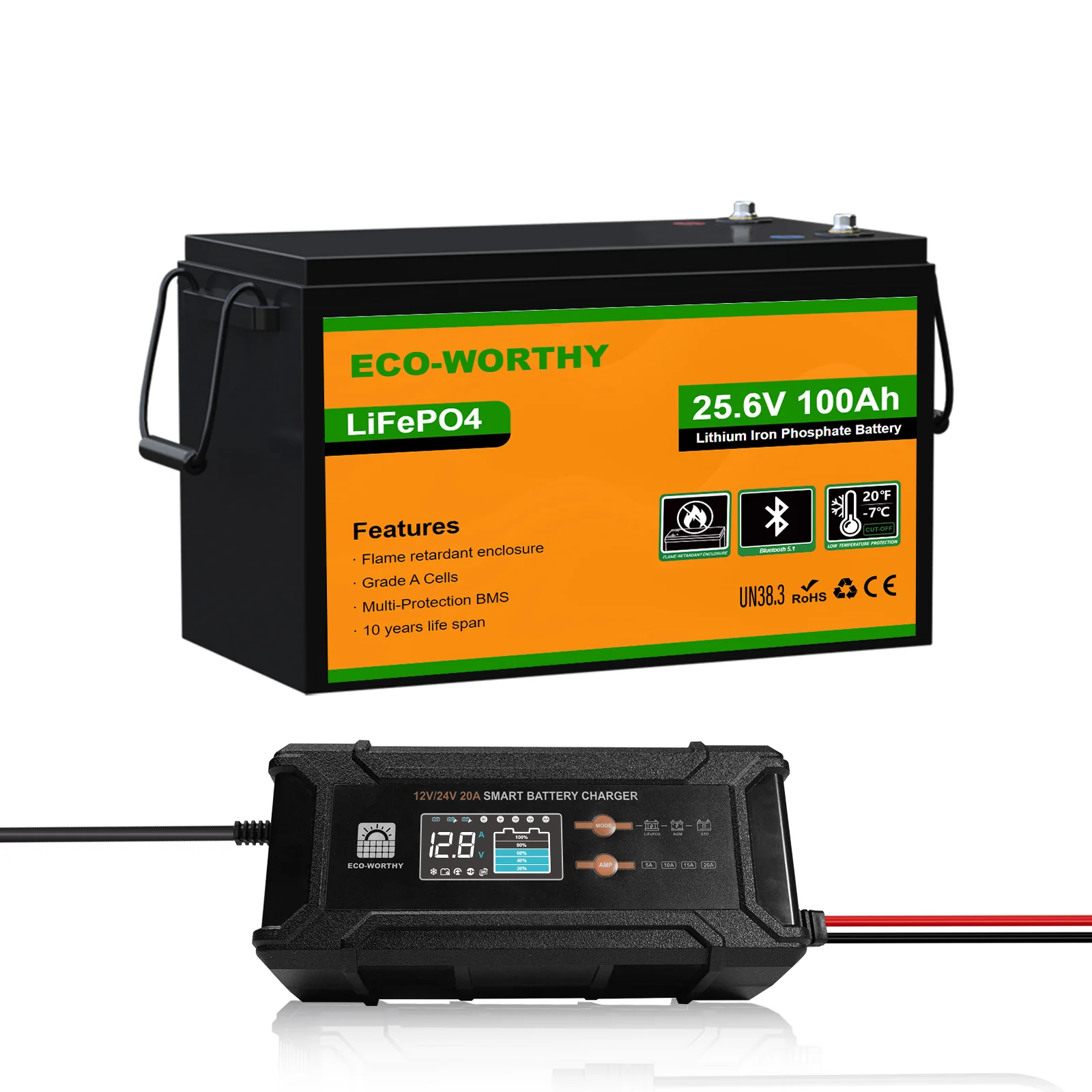 Eco-Worthy 24V 100Ah LiFePO4 Lithium Batterie—Bluetooth und Untertemperaturschutz - Image 10