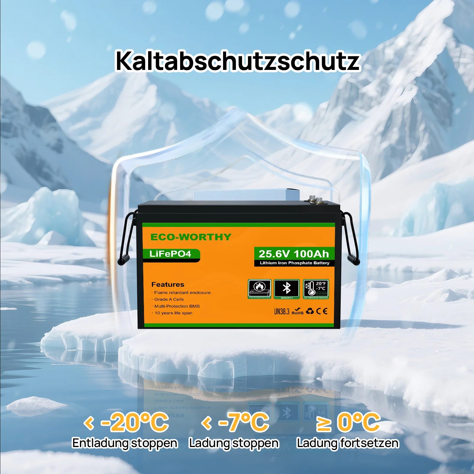 Eco-Worthy 24V 100Ah LiFePO4 Lithium Batterie—Bluetooth und Untertemperaturschutz - Image 3
