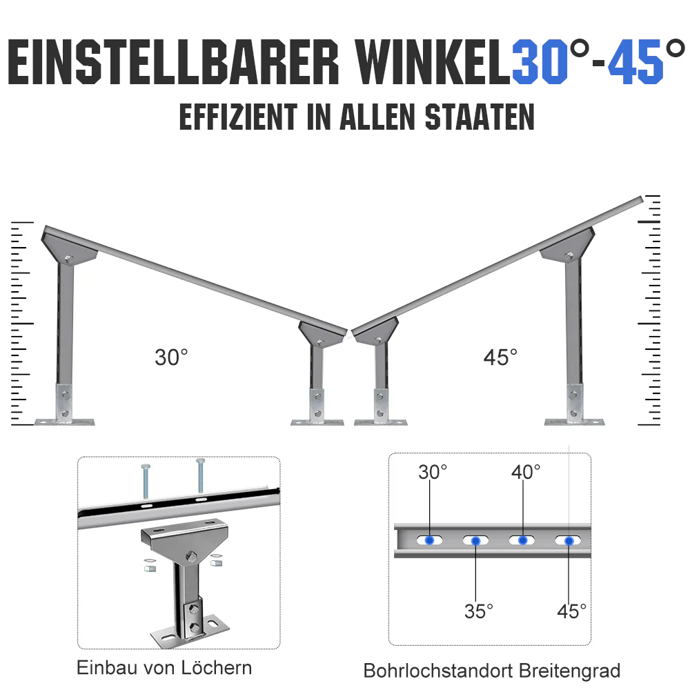 Verstellbare mehrteilige Solarmodul Montagehalterungen für 1-4 Stück Solarmodule - Image 3