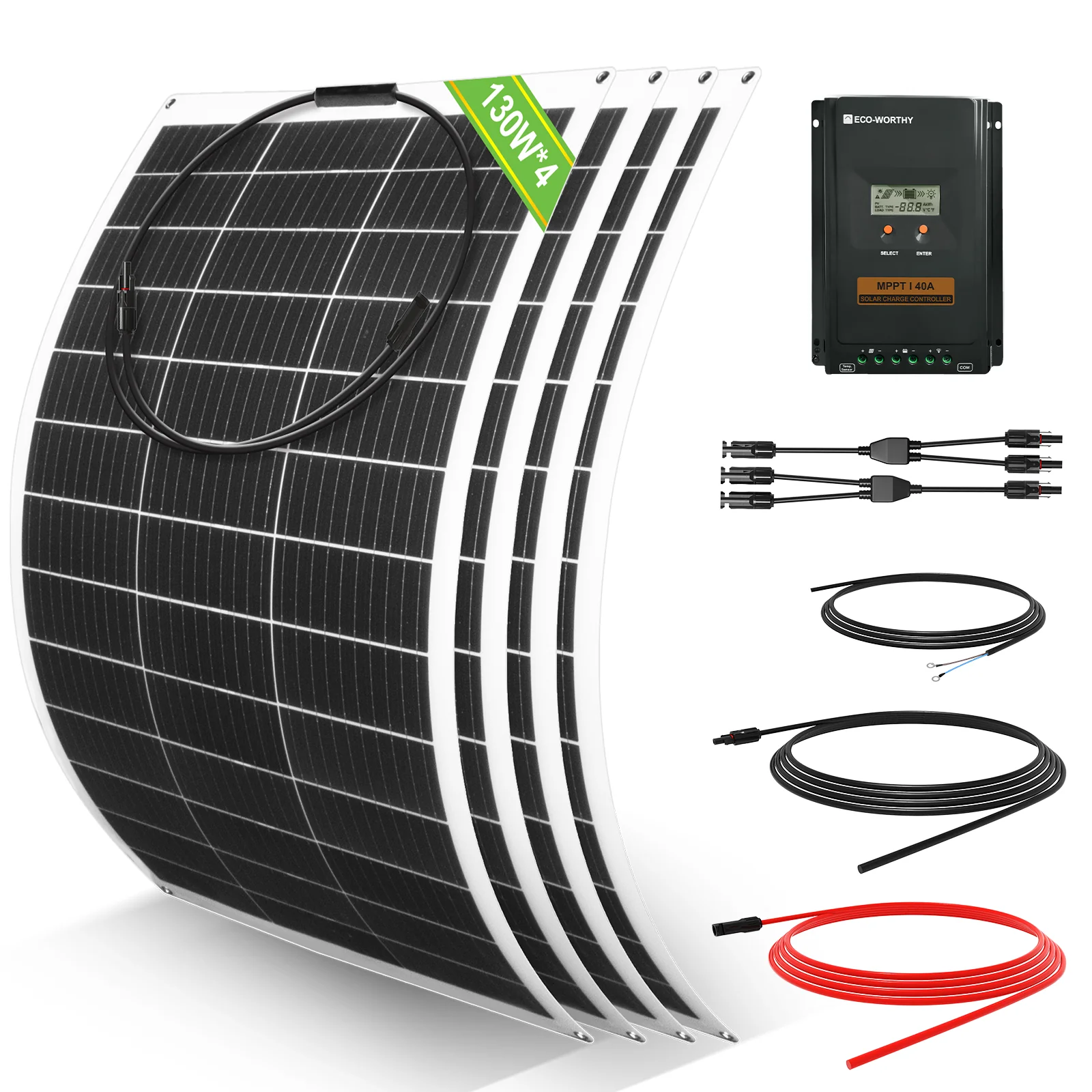 Wohnmobile 130Wp 260Wp 390Wp 520Wp 12V Basispaket Solaranlage mit 130Wp Semi-Flexibles Solarmodul - Image 11