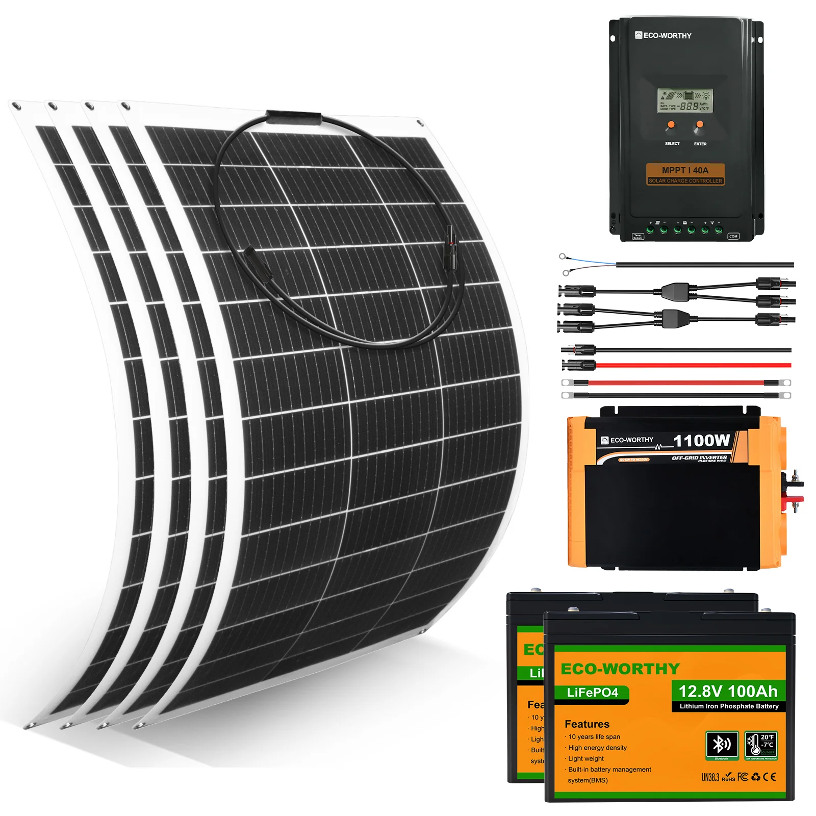 Wohnmobile 130Wp 260Wp 390Wp 520Wp 12V Komplettset Solaranlage mit 130Wp Semi-Flexibles Solarmodul+Lithium Speicher - Image 13